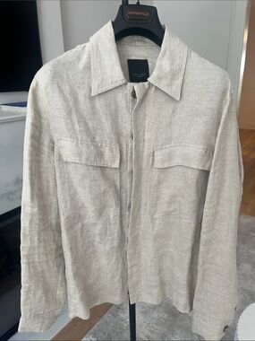 Sand Copenhagen Beige Linen Overshirt Jacket - Men's Casual Shirt Jacket